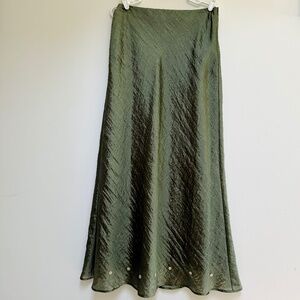 FIBERS Maxi skirt with beaded flowers at hem